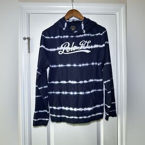 XL 100% Cotton Polo Ralph Lauren Blue Tie-Dye Lightweight Pullover Hoodie